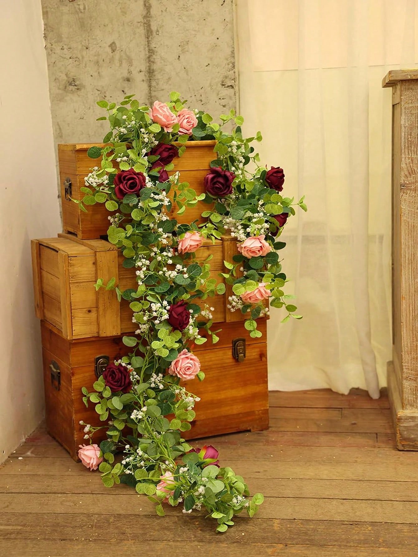 1pc 5.9FT 인공 유칼립투스 포도 나무 가짜 장미 - Art Craft Furniture 리뷰 및 가격