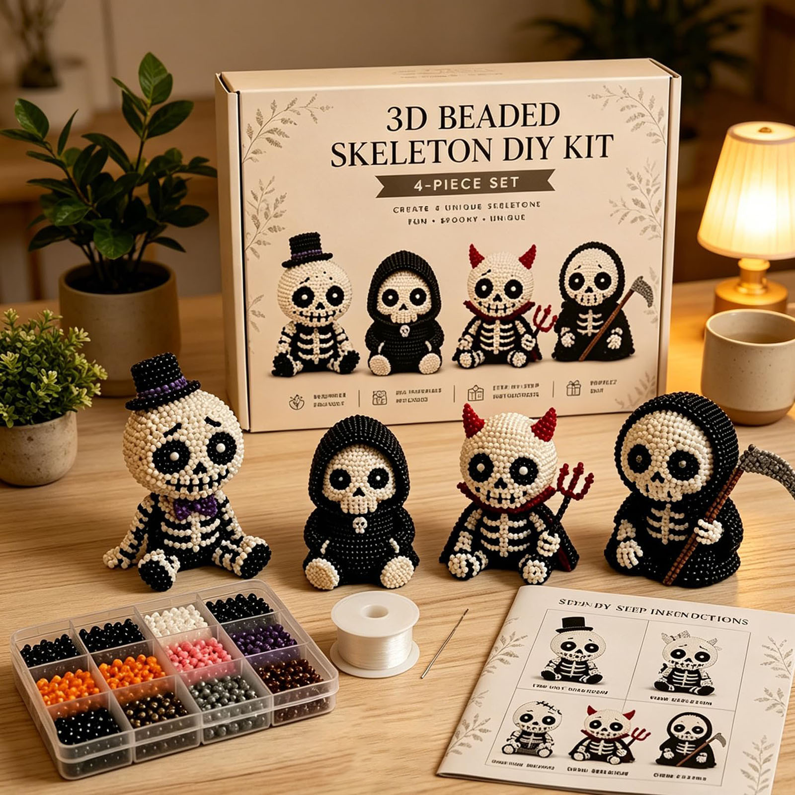 3D 비즈 해골 DIY 키트, 독창적인 고딕 스타일 공 - Art Craft Gifts For Adults 리뷰 및 가격