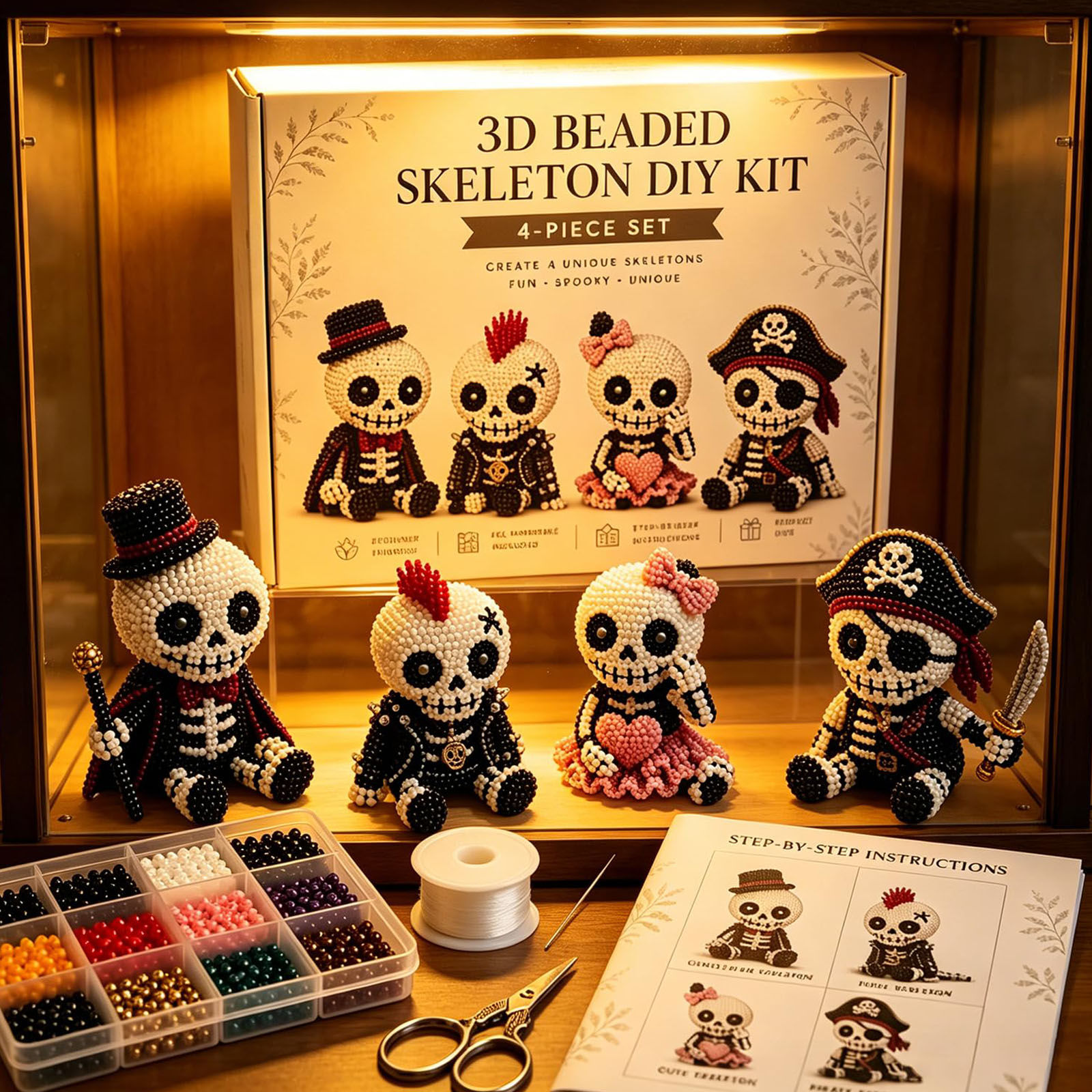 3D 비즈 해골 DIY 키트, 독창적인 고딕 스타일 공 - Art Craft Gifts For Adults 리뷰 및 가격