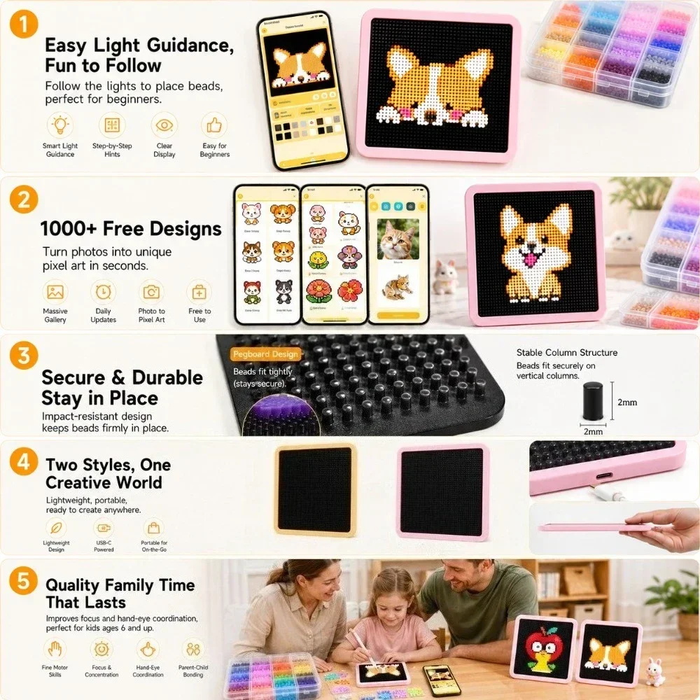 LED 스마트 퓨즈 비드 페그보드, 앱으로 조작하는 패 - Art Crafts 리뷰 및 가격